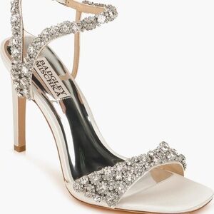 Badgley Mischka Silver Crystal Embellished Heels